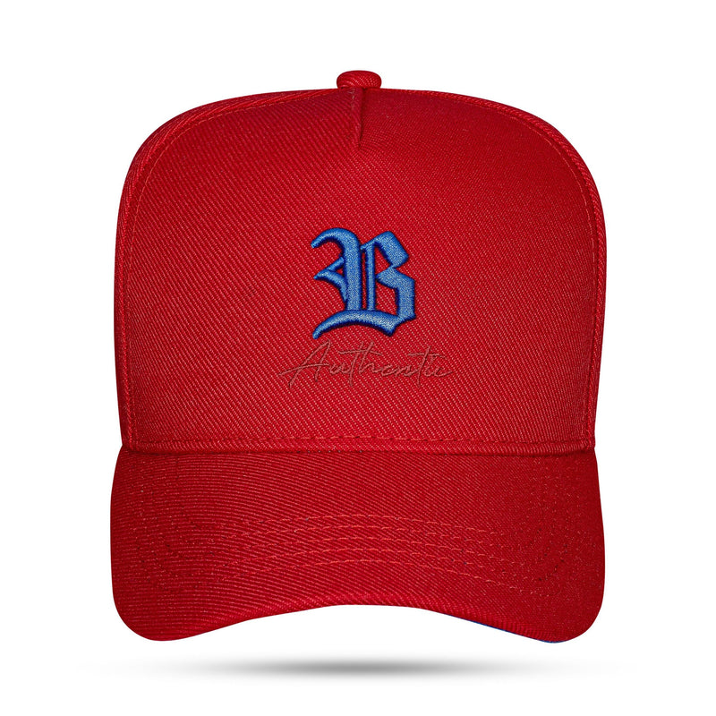 Boné Snapback Vermelho Authentic B Azul -Contra Aba Azul - imagem 1