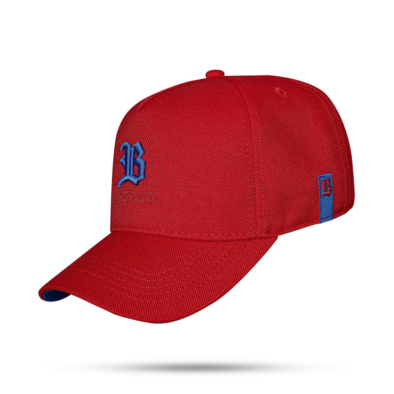 Boné Snapback Vermelho Authentic B Azul -Contra Aba Azul - imagem 2