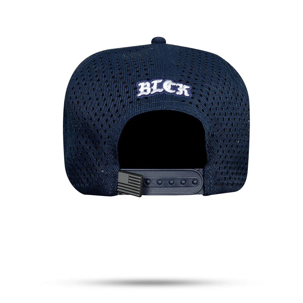 Boné Snapback Azul Trucker Laser Branco USA - imagem 2