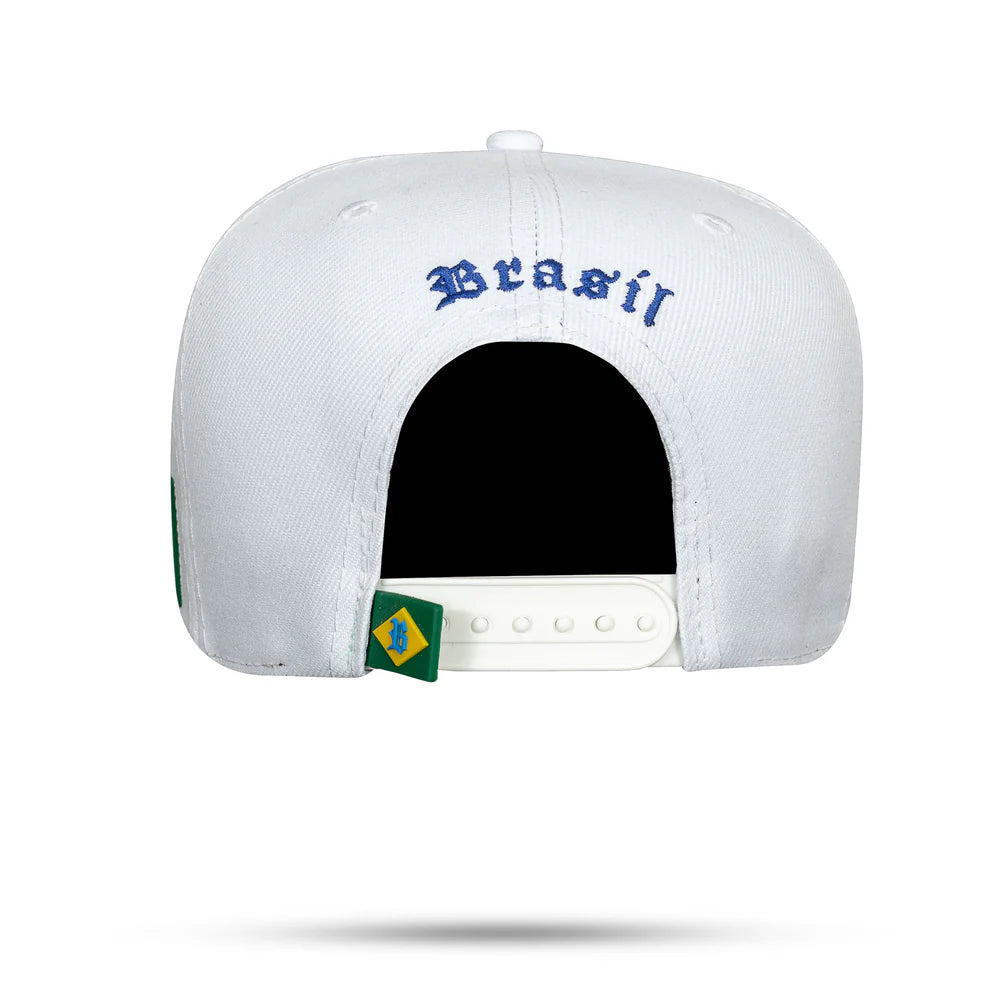 Boné Snapback Branco Brasil Brasão Aba Reta - imagem 2