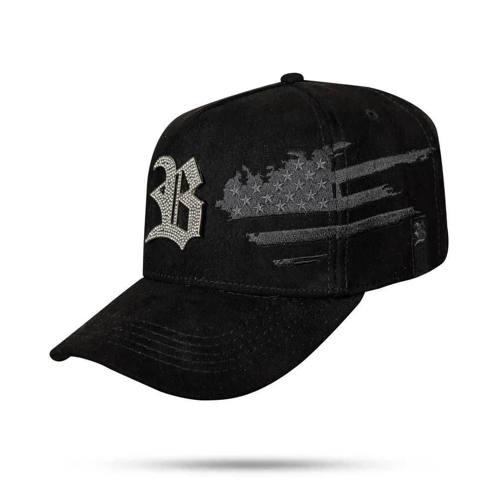 Boné Snapback Suede Preto USA Limited Metal Strass + CX EXC - imagem 1