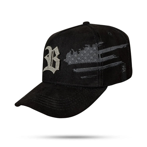Boné Snapback Suede Preto USA Limited Metal Strass + CX EXC - imagem 1